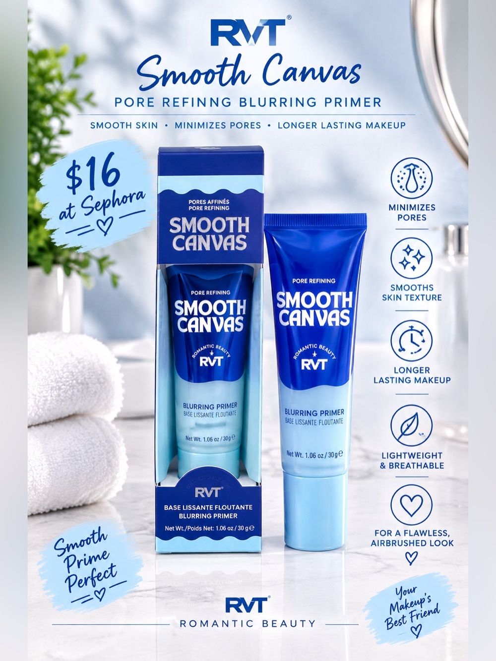 RVT Smooth Canvas Blurring Primer – Blue